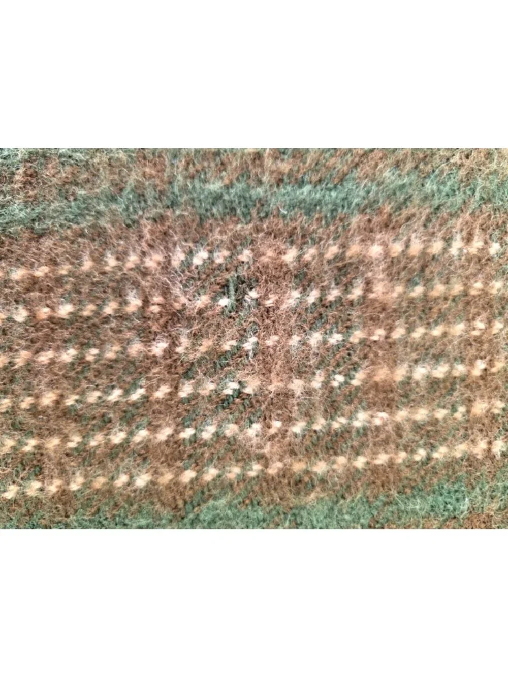 Vintage Handmade Heavy Wool Woven Wrap Shawl Green Stripe Fringed 52x10.5 Unisex